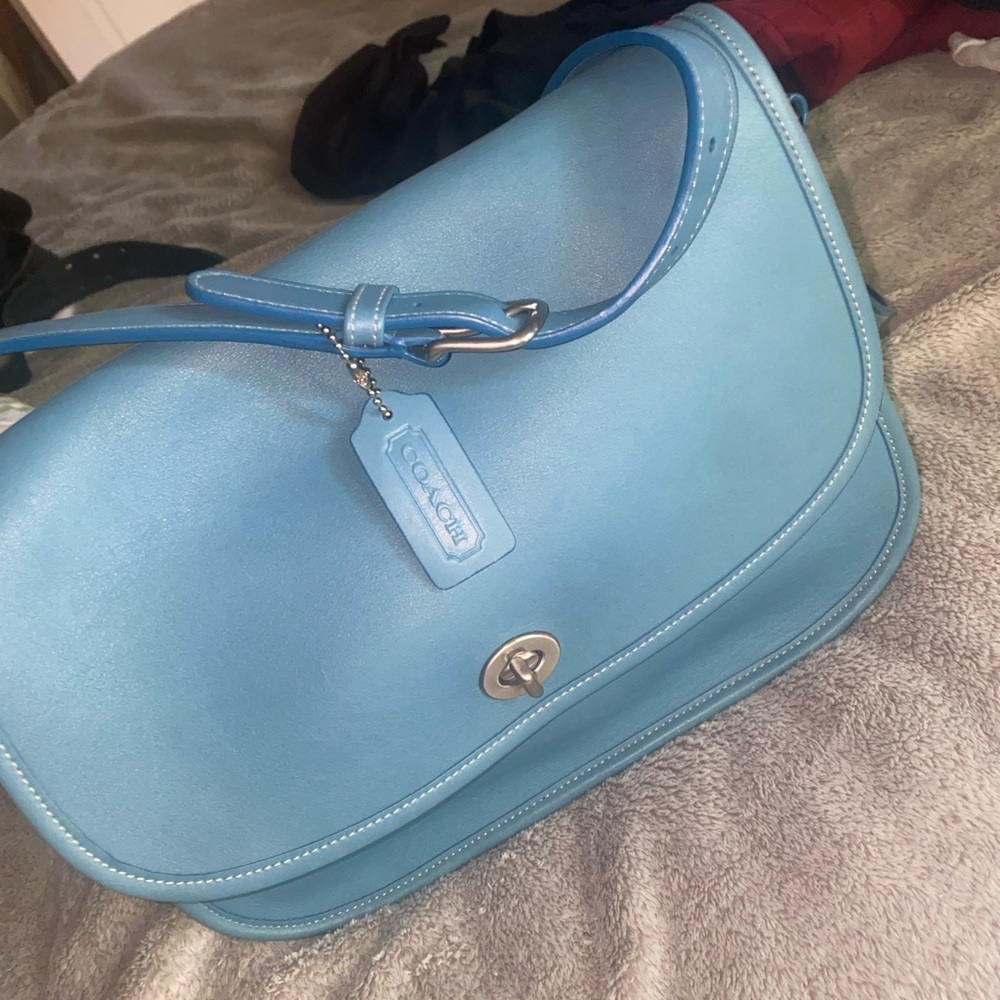 SOLD Vintage Coach Blue City Bag